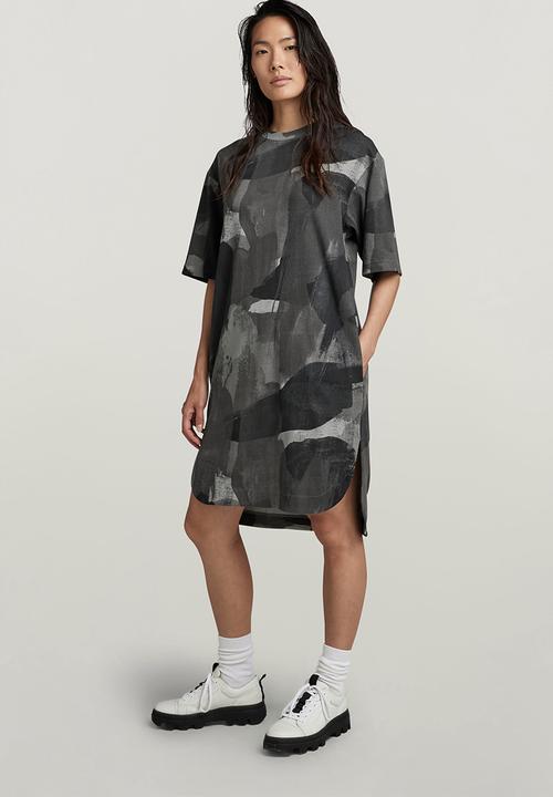 G-STAR - Boxy U Tee Dress s\s Wmn - Metal grey Watercolor Camo