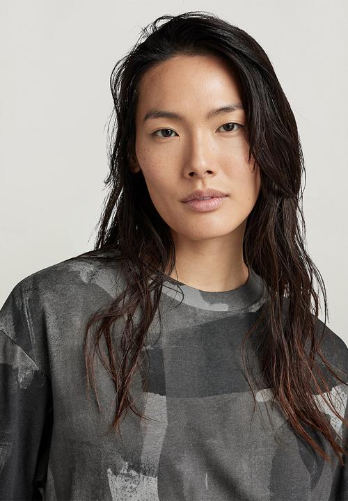 G-STAR - Boxy U Tee Dress s\s Wmn - Metal grey Watercolor Camo