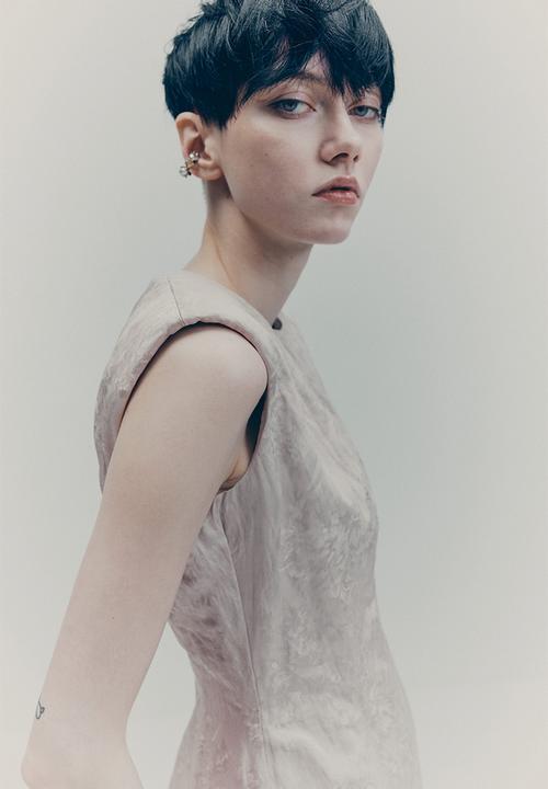 H&M - H&M Studio: Jacquard-weave dress - light greige 