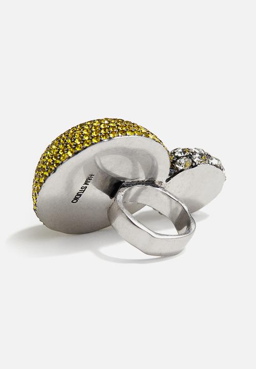 H&M - H&M Studio: Rhinestone statement ring - silver-coloured