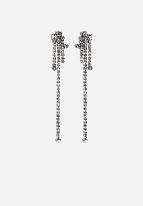 H&M - H&M Studio: Rhinestone dangle earrings - silver