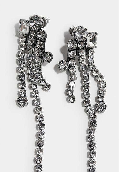 H&M - H&M Studio: Rhinestone dangle earrings - silver