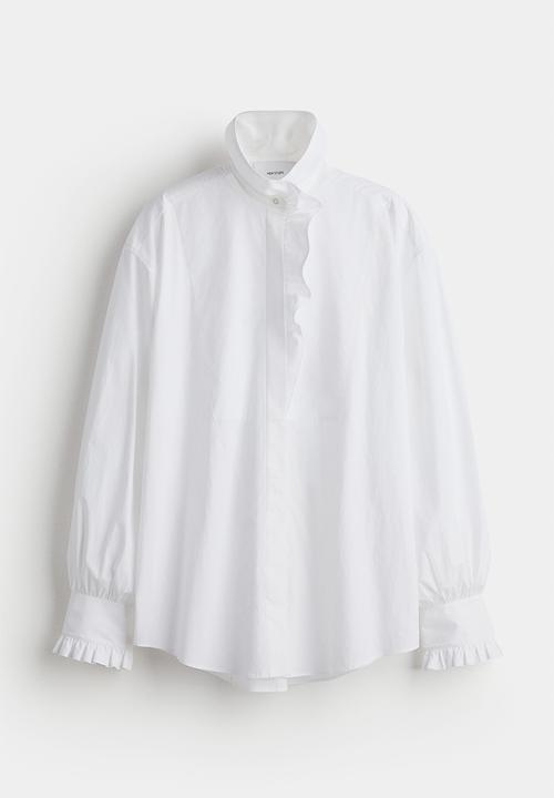 H&M - H&M Studio: Frill-trimmed cotton shirt - white