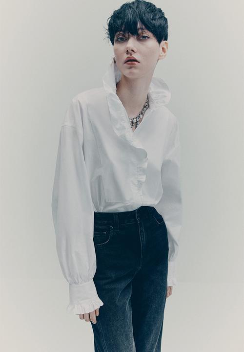 H&M - H&M Studio: Frill-trimmed cotton shirt - white