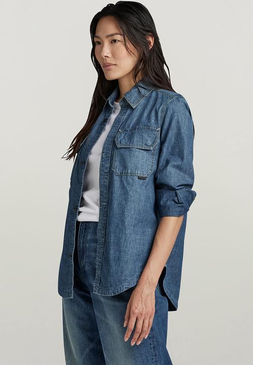 G-STAR - Flap Pocket Shirt l\s EV Wmn - Faded Cricket Blue