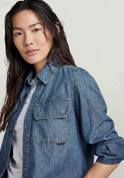G-STAR - Flap Pocket Shirt l\s EV Wmn - Faded Cricket Blue