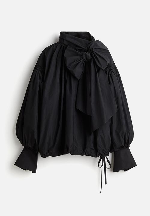 H&M - H&M Studio: Bow-detail blouse - black