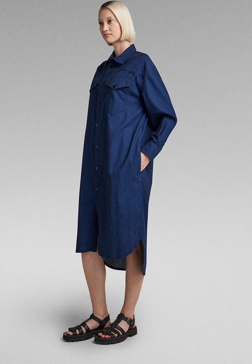 G-STAR - Long Western Shirt Dress EV Wmn - Rinsed