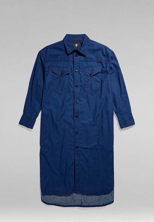 G-STAR - Long Western Shirt Dress EV Wmn - Rinsed