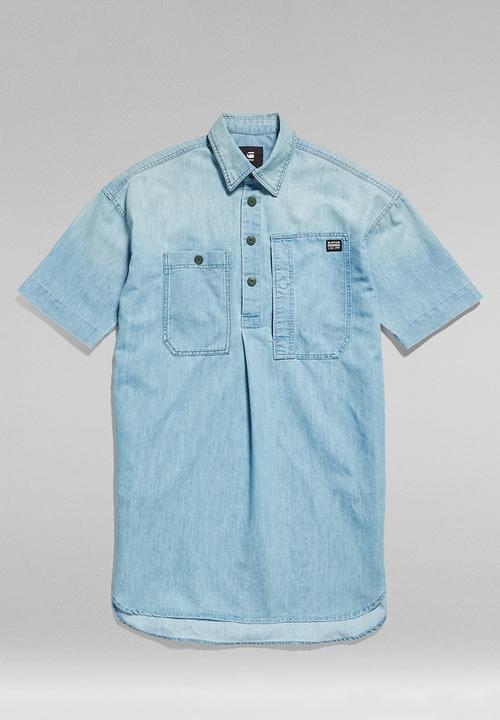 G-STAR - Denim Shirt Dress Wmn - Sun faded cadet blue