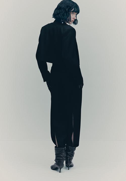 H&M - H&M Studio: Slit-detail wool trousers - black