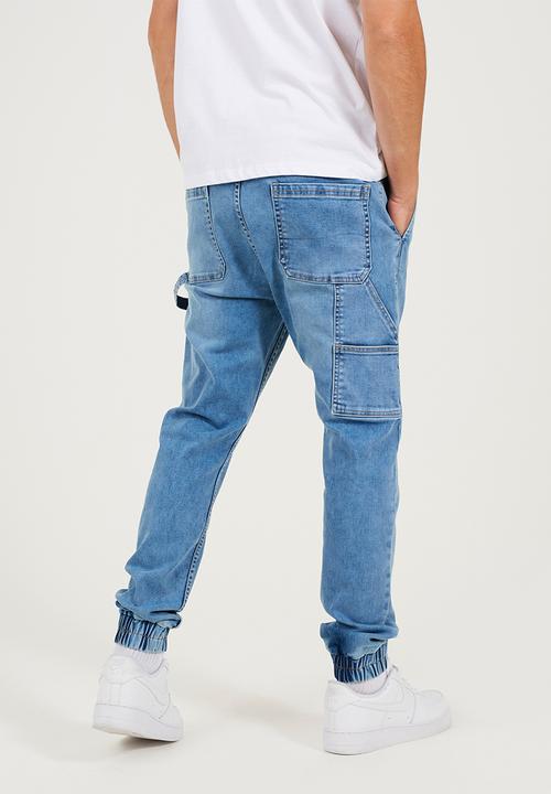 Brave Soul - Cuffed Carpenter Denim Jean - Light Blue Regular Length