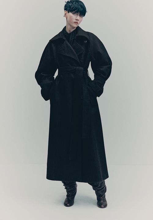 H&M - H&M Studio: Wool-blend coat -  dark brown/checked 