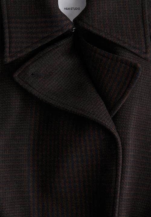 H&M - H&M Studio: Wool-blend coat -  dark brown/checked 