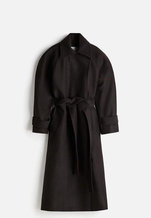 H&M - H&M Studio: Wool-blend coat -  dark brown/checked 