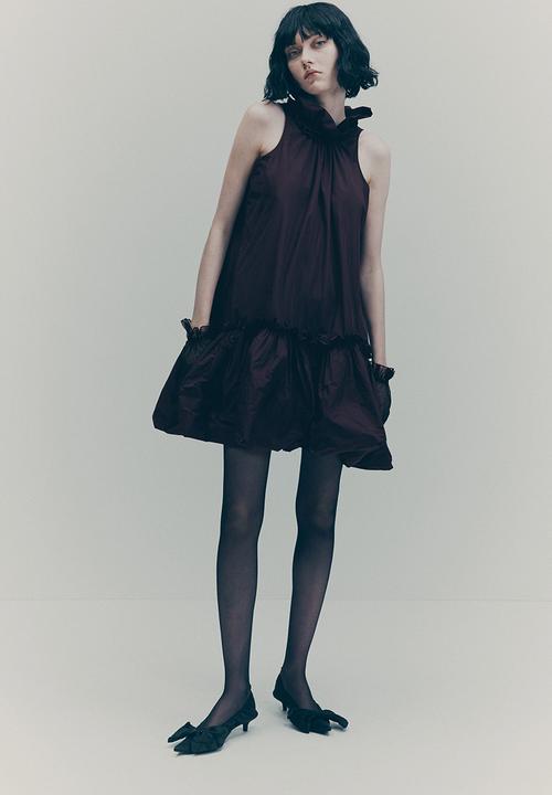 H&M - H&M Studio: Frill-collar dress - burgundy