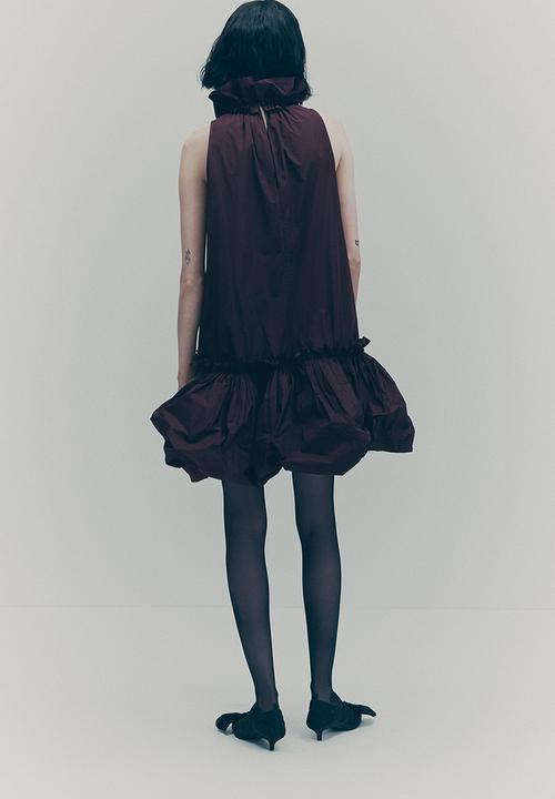 H&M - H&M Studio: Frill-collar dress - burgundy