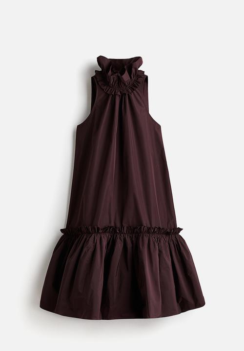 H&M - H&M Studio: Frill-collar dress - burgundy