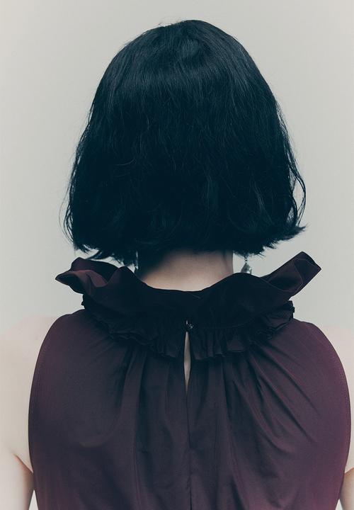 H&M - H&M Studio: Frill-collar dress - burgundy