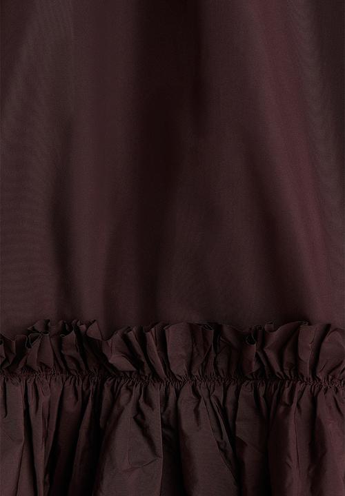 H&M - H&M Studio: Frill-collar dress - burgundy