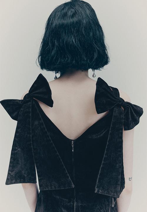 H&M - H&M Studio: Bow-detail mini dress - black