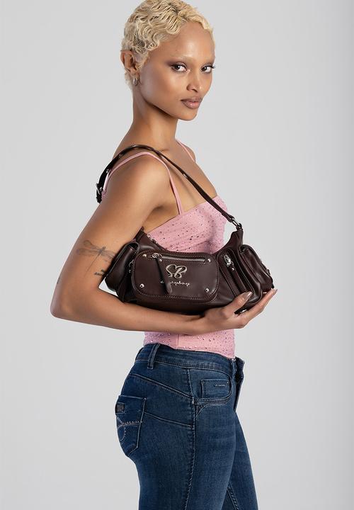 SISSY BOY -  Cargo shoulder bag with multiple pocket detail - Brown