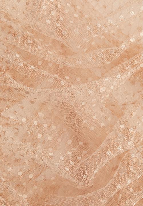 H&M - H&M Studio: Embroidered mesh top - beige