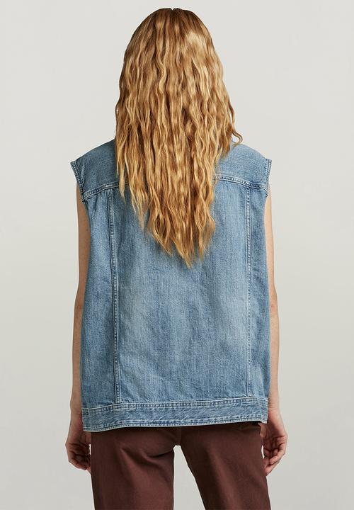 G-STAR - Oversized Denim Vest EV Wmn  - Sun faded Air Force Blue