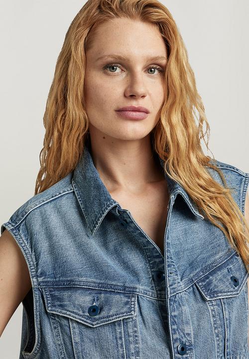 G-STAR - Oversized Denim Vest EV Wmn  - Sun faded Air Force Blue