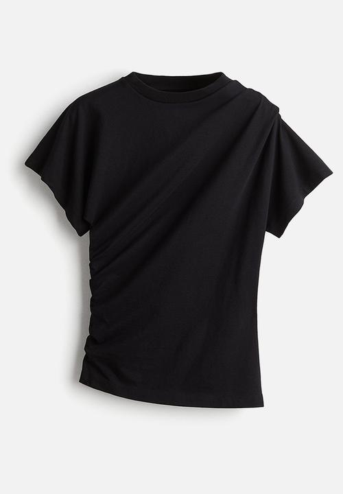 H&M - H&M Studio: Draped T-shirt - black
