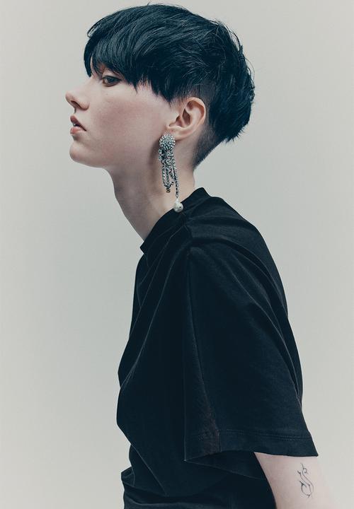 H&M - H&M Studio: Draped T-shirt - black