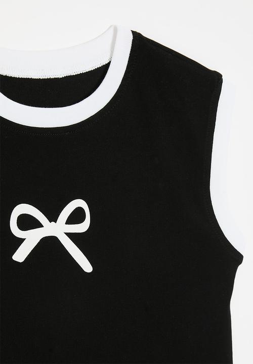 Pop Candy - Bow graphic sleeveless tee - black/white