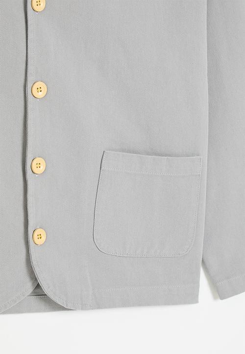 Pop Candy - Curved hem button down co-ord top - grey