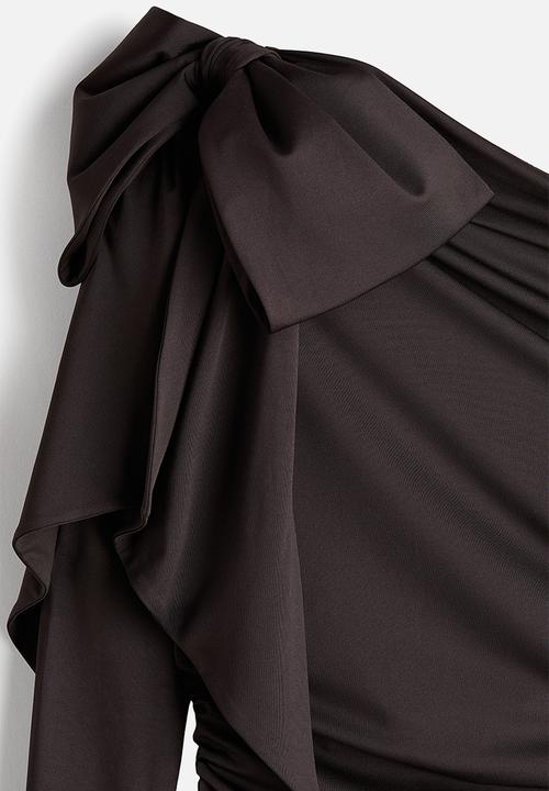 H&M - H&M Studio: Bow-detail bodycon dress - dark brown