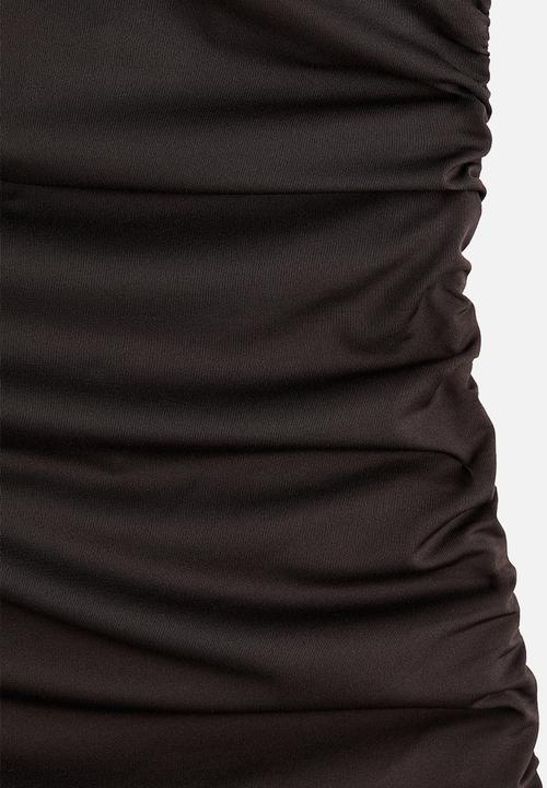 H&M - H&M Studio: Bow-detail bodycon dress - dark brown