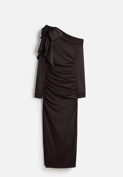 H&M - H&M Studio: Bow-detail bodycon dress - dark brown