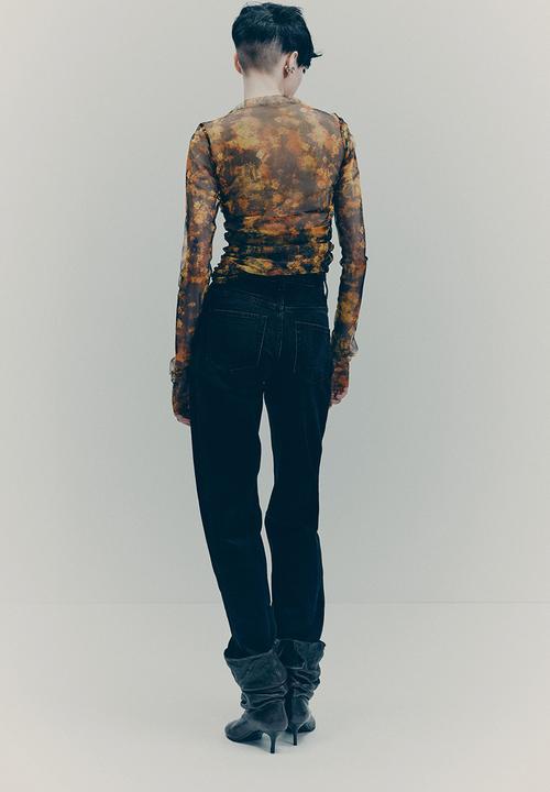 H&M - H&M Studio: Draped mesh top - black/floral