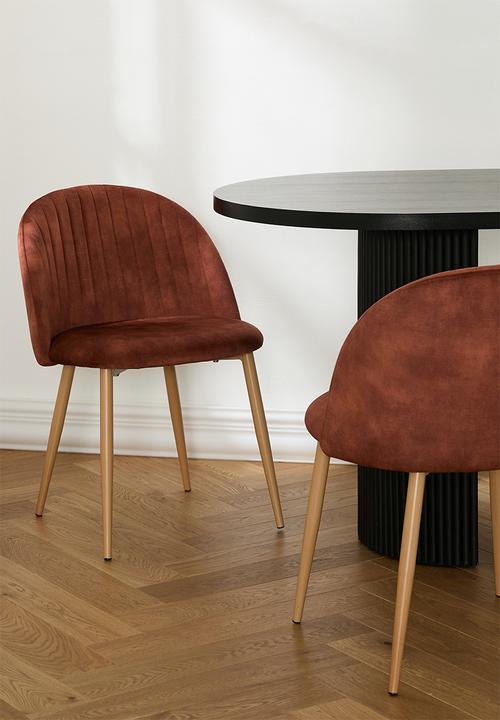 Sixth Floor - Pluto velvet dining set of 2 - rust & natural