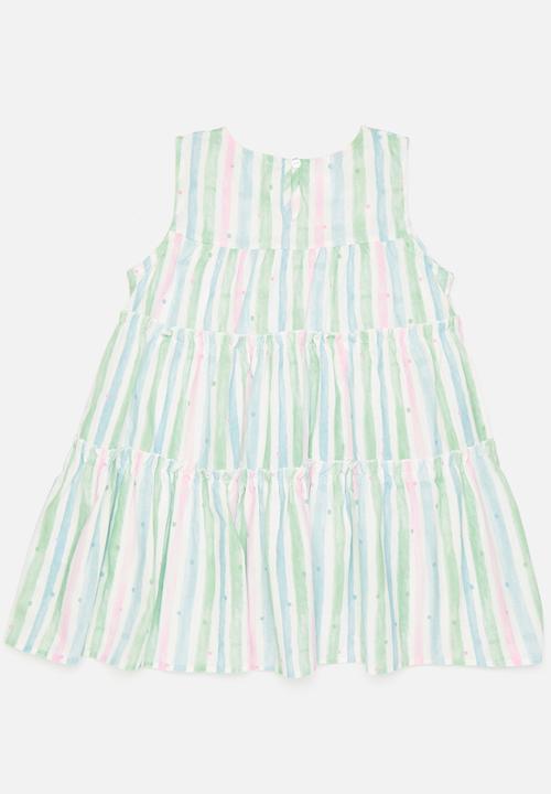 Pop Candy - Candy striped dress with sun hat - green multicolour