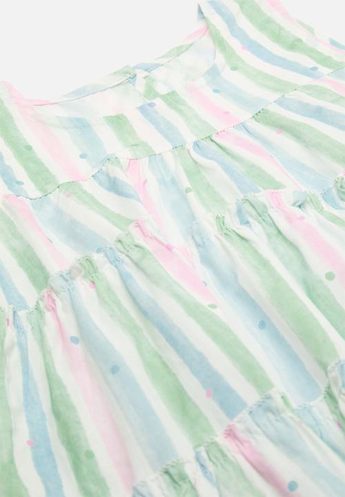Pop Candy - Candy striped dress with sun hat - green multicolour