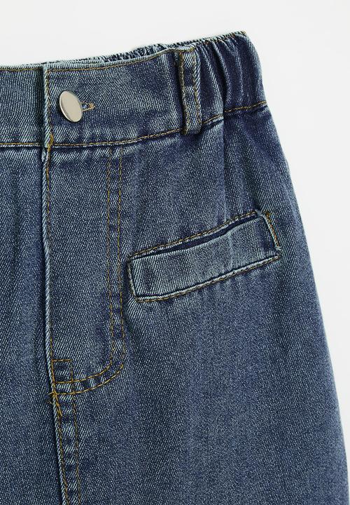 Pop Candy - Welt pocket denim skirt - dark blue