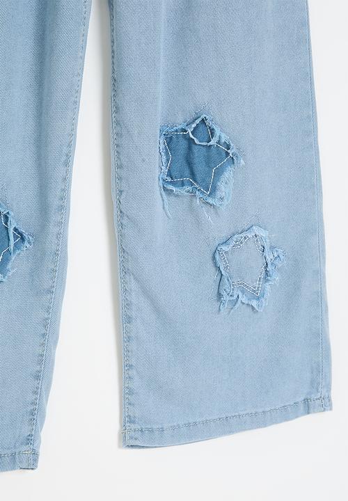 Pop Candy - Applique star wide leg jeans - blue
