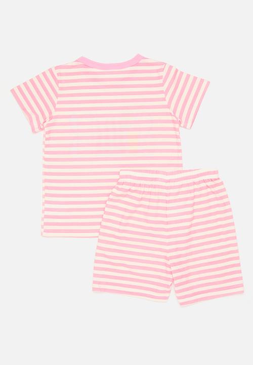 Pop Candy - Slogan print pj set - pink stripes/summer