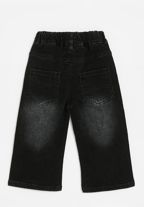 Pop Candy - Bow embroidered straight jeans - black