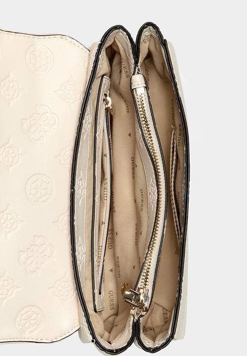 GUESS - Tisha Top Handle Flap Bag - Stone