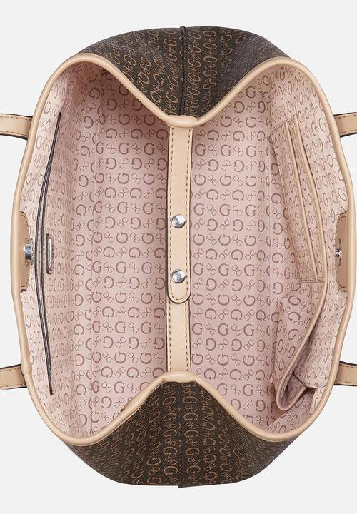 GUESS - Portini Trap Tote Bag- Brown