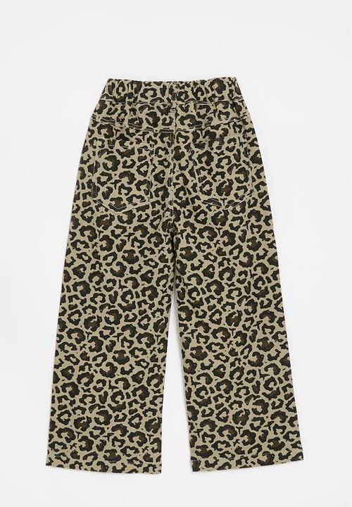Pop Candy - Wide leg jeans with elasticated waist - beige/leopard print