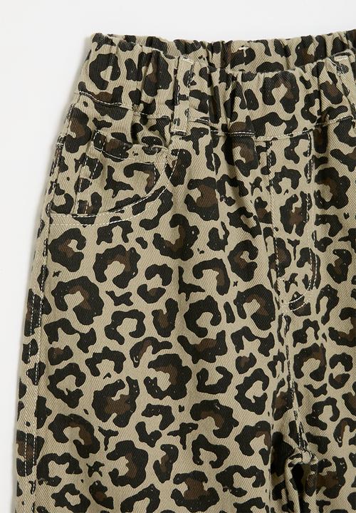 Pop Candy - Wide leg jeans with elasticated waist - beige/leopard print