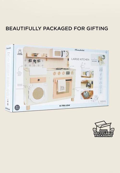 Le Toy Van - Family Size Rattan Wooden Play Kitchen - ecru