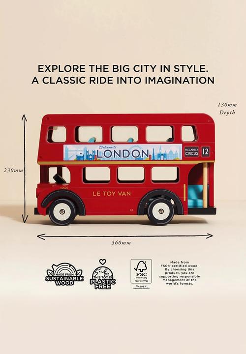 Le Toy Van - London Wooden Toy Bus -red